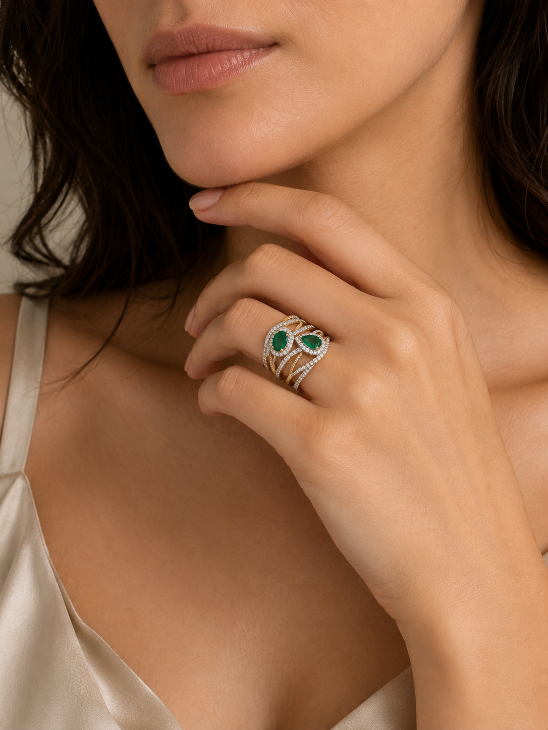 Ouroboros Emerald & Diamond Ring Emerald