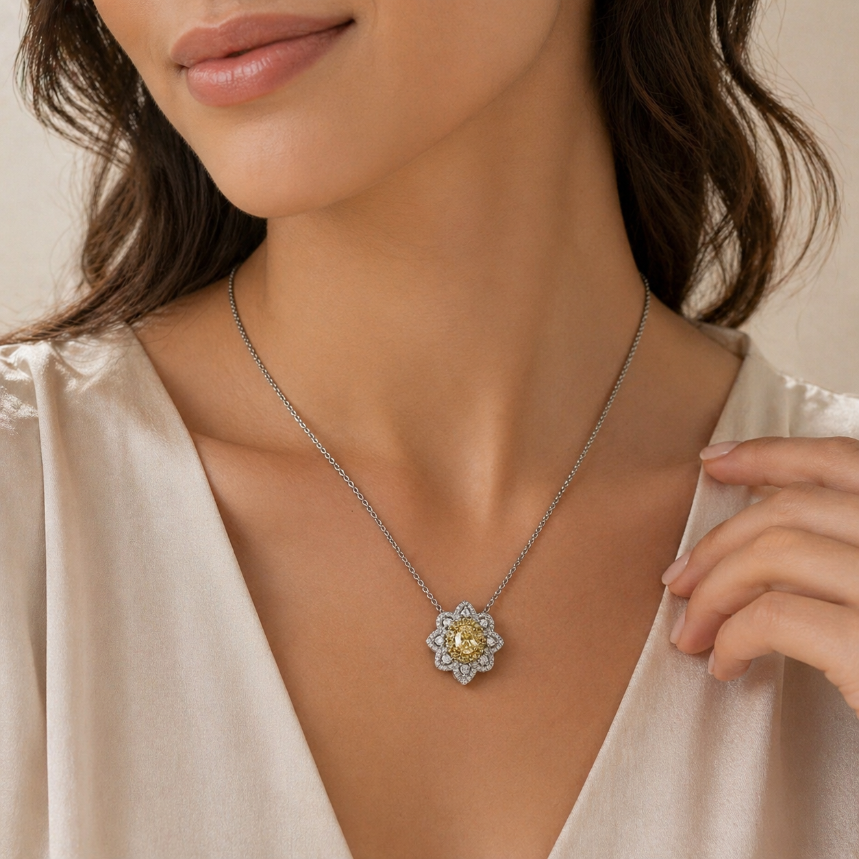 Magnolia Diamond Necklace Yellow Diamond