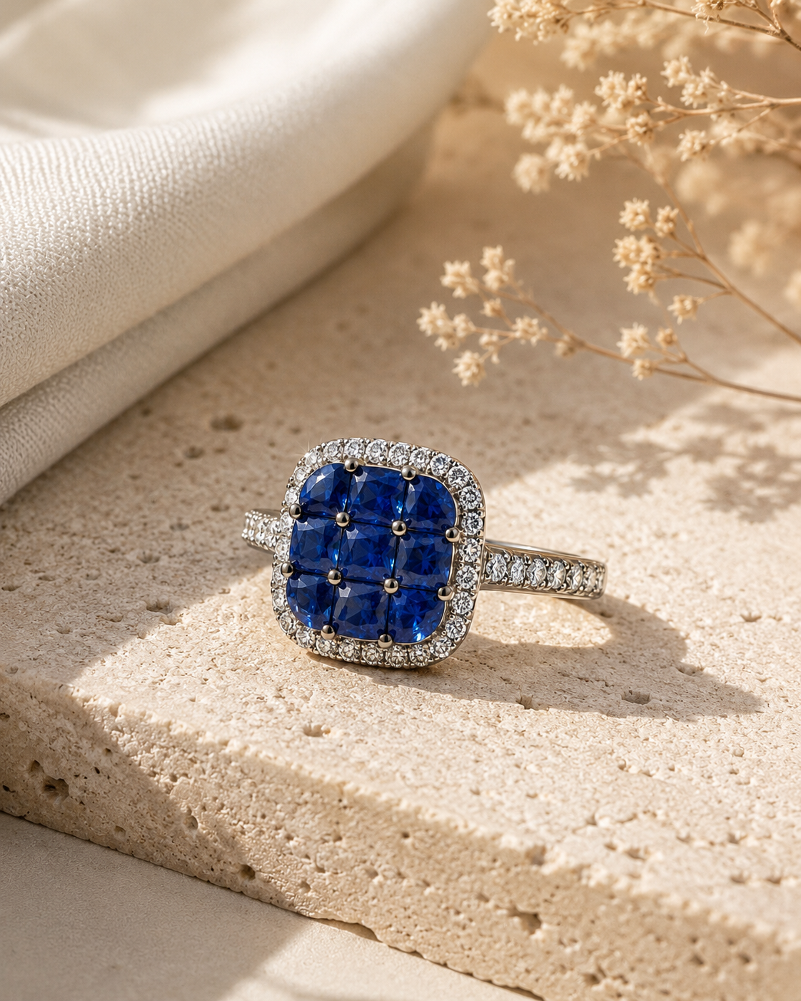 Princess Mosaic Sapphire Ring Blue Sapphire