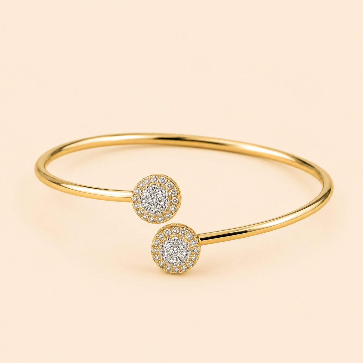 Bubble White Diamond  Bangle BOLD GOLD