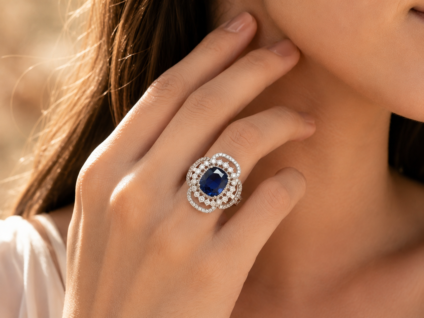 Certified Ceylon Sapphire Clover Ring