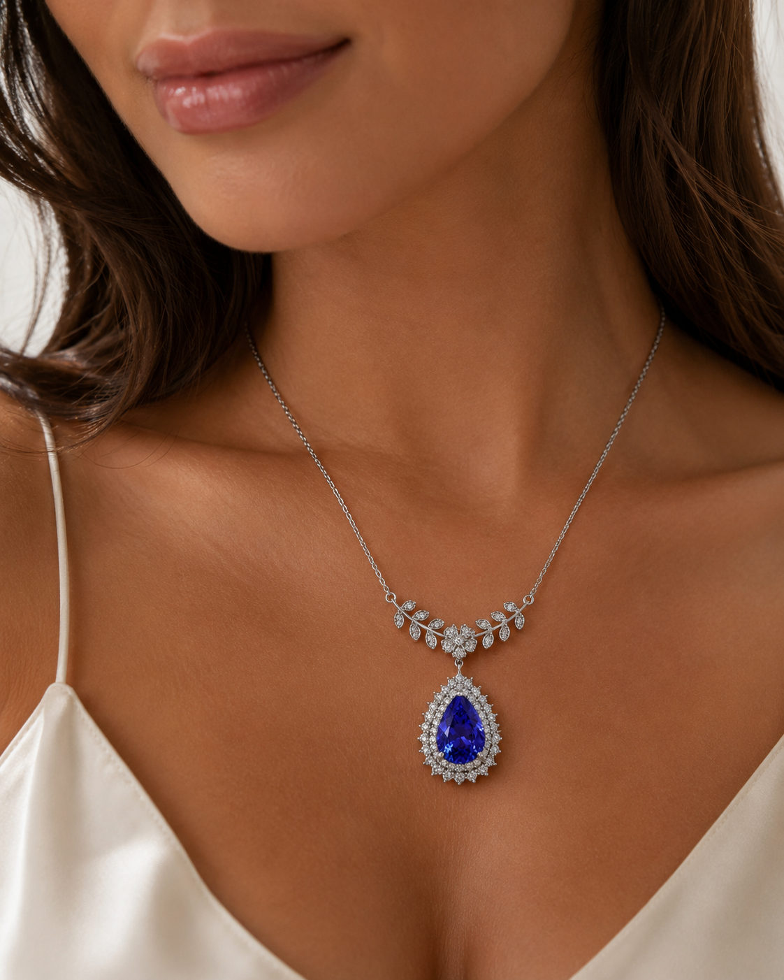 Floral Tanzanite Drop Necklace