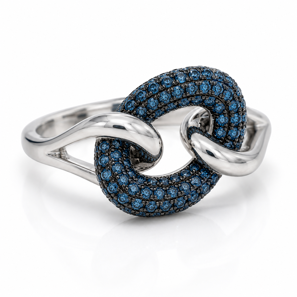 Blue Diamond Open Link Chain Ring blue diamond