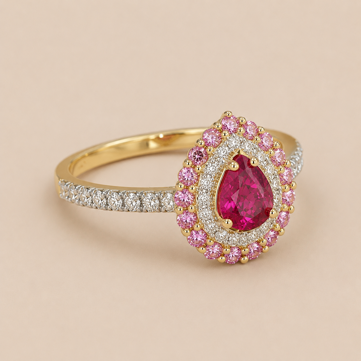 Certified Non Heat Ruby & Pink Sapphire Ring