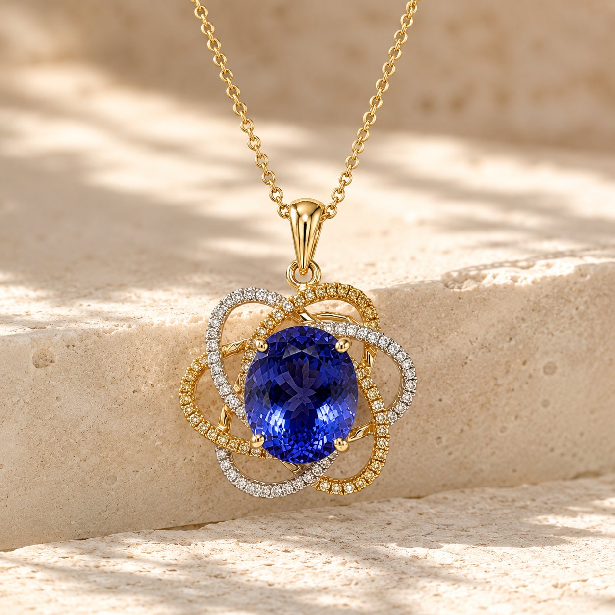 Diamond Swirl Tanzanite Pendant Tanzanite