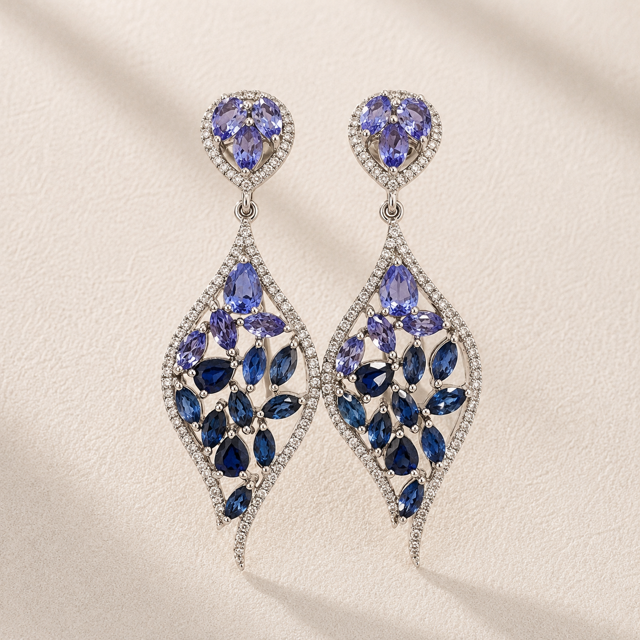 Peacock Sapphire & Tanzanite Tennis Earrings