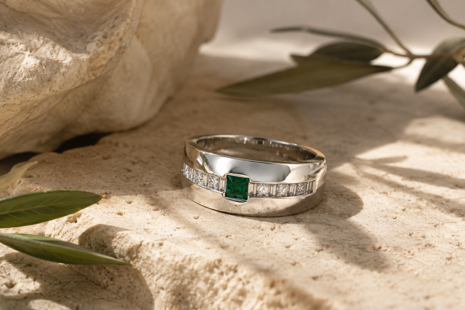 Emerald Diamond Luxe Men's Band