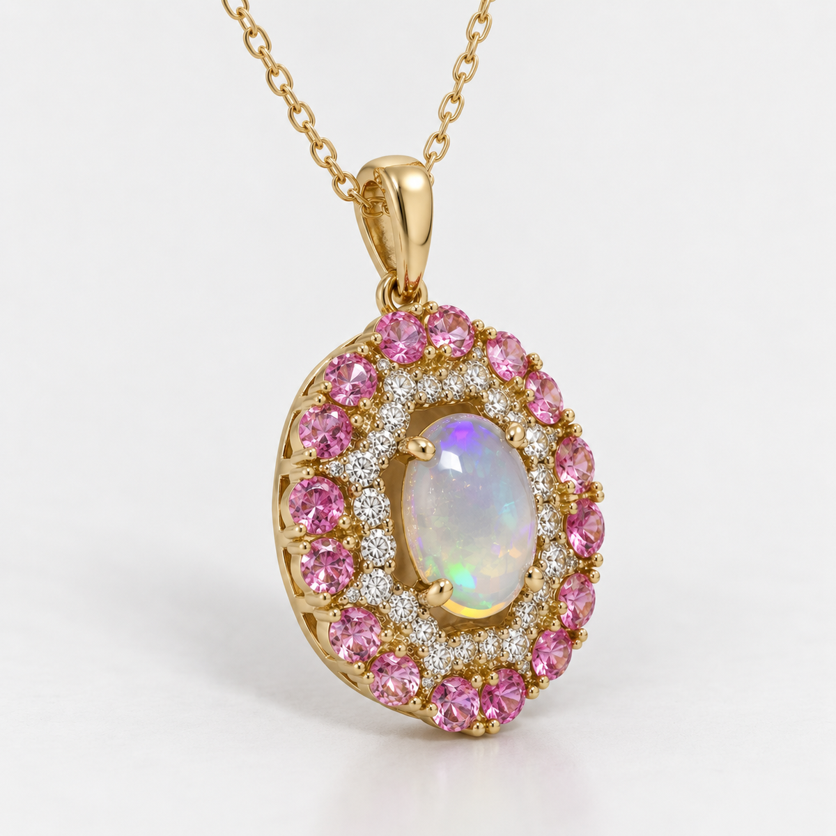 Chrysanthemum Opal Necklace