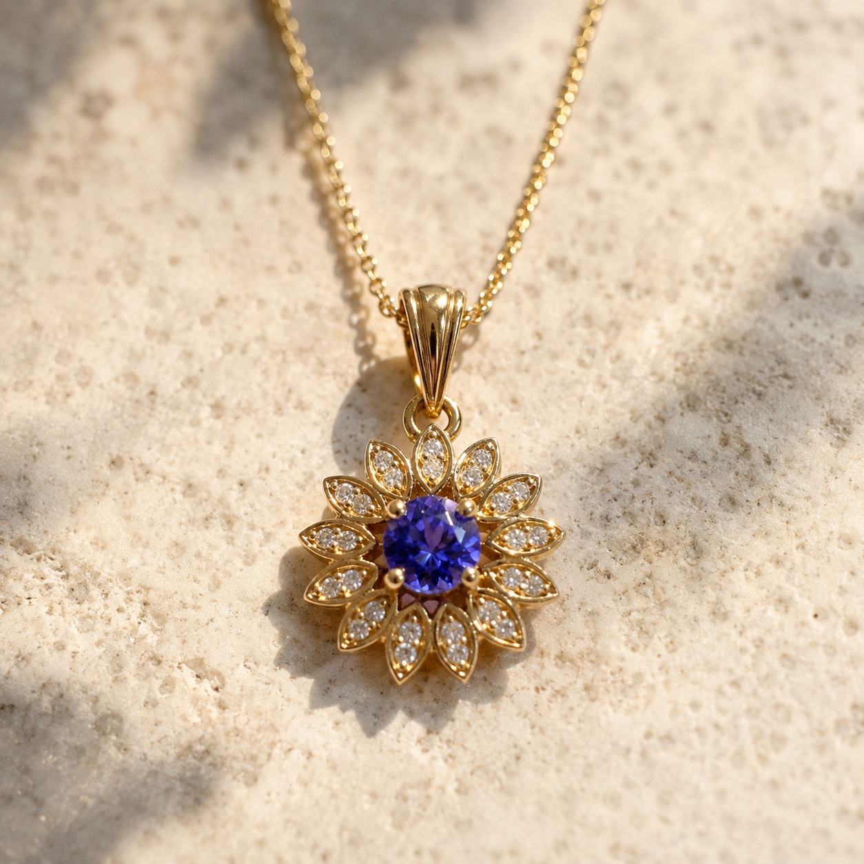 Floral Tanzanite & Diamond Pendant Tanzanite