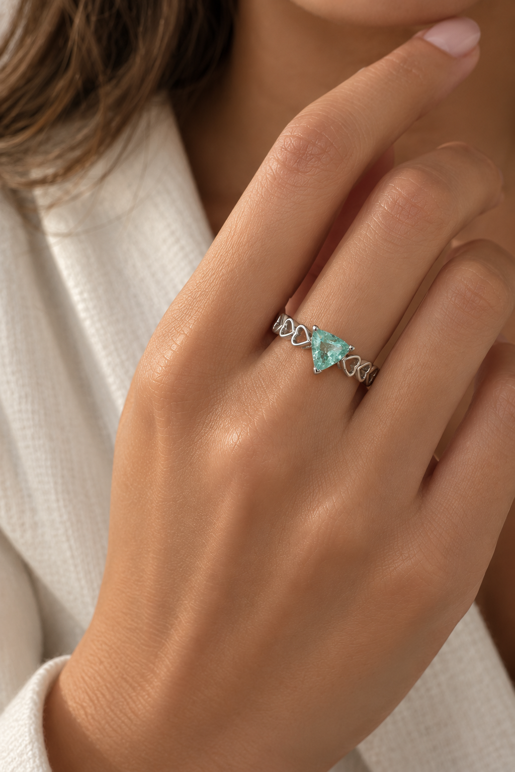 Love Triangle Certified Paraiba Ring