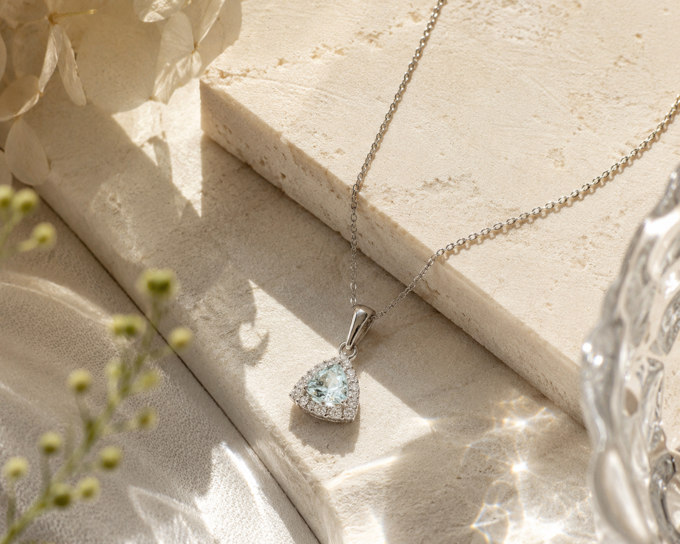 Trillion Paraiba & Diamond Necklace