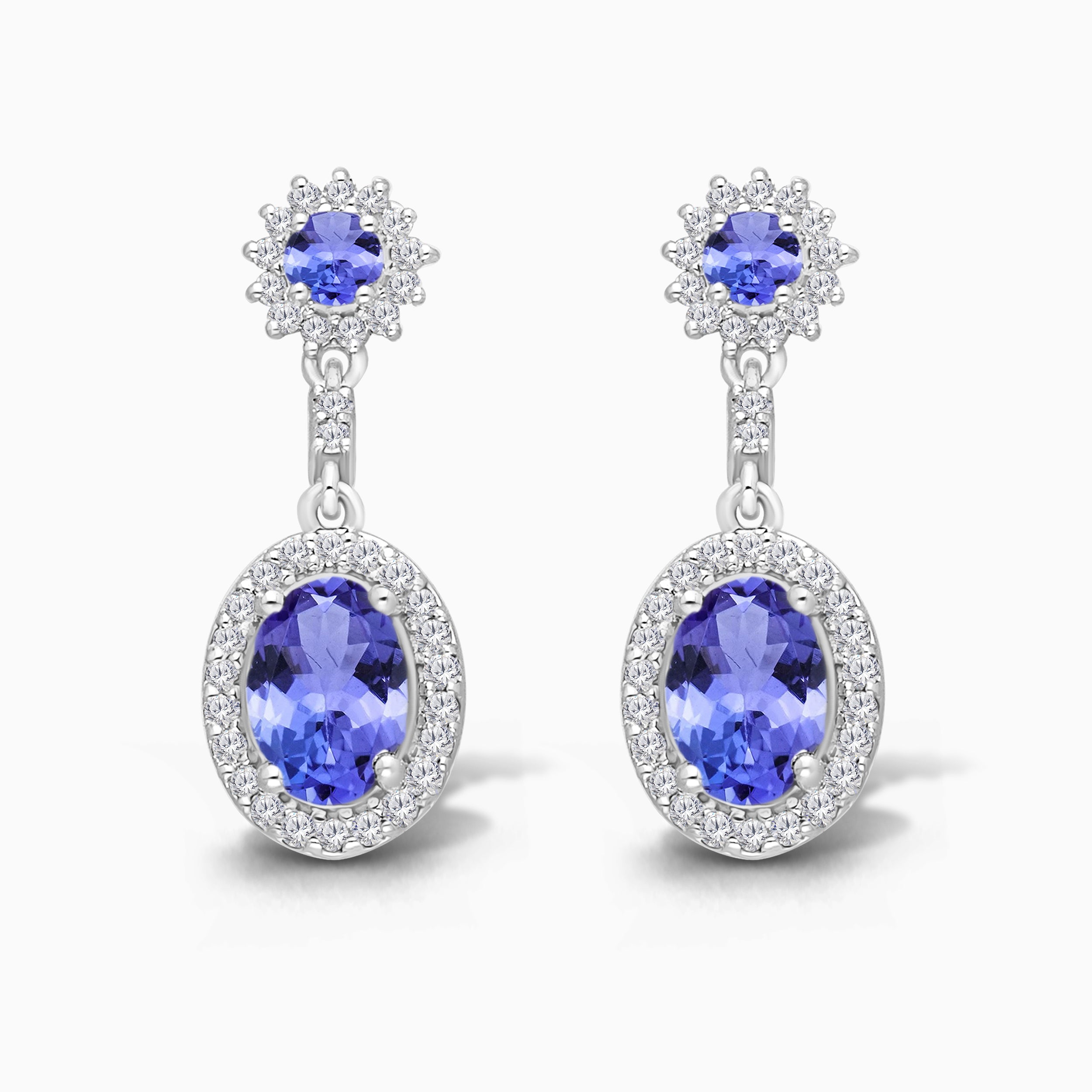 Diamond Burst Tanzanite Drop Earrings