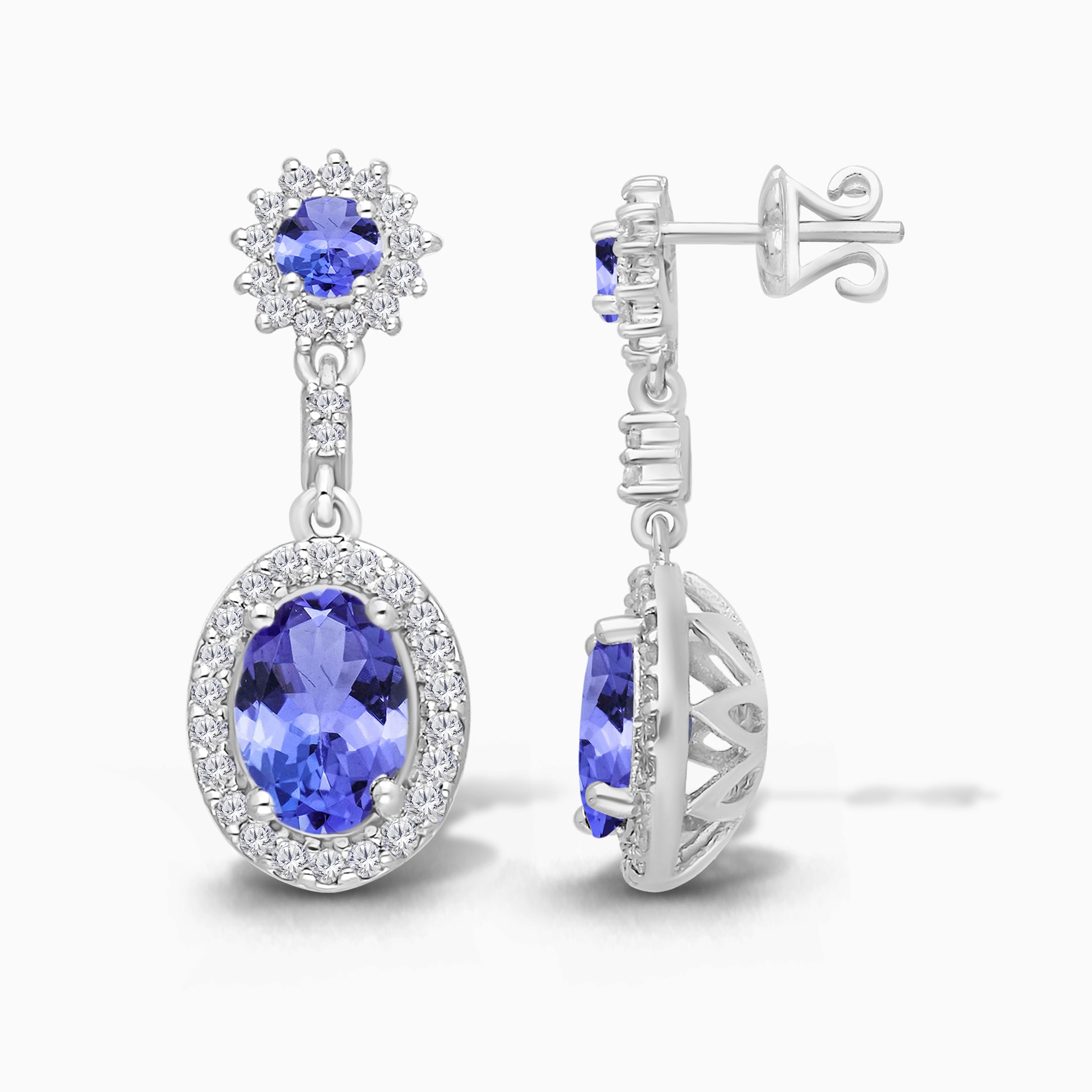 Diamond Burst Tanzanite Drop Earrings