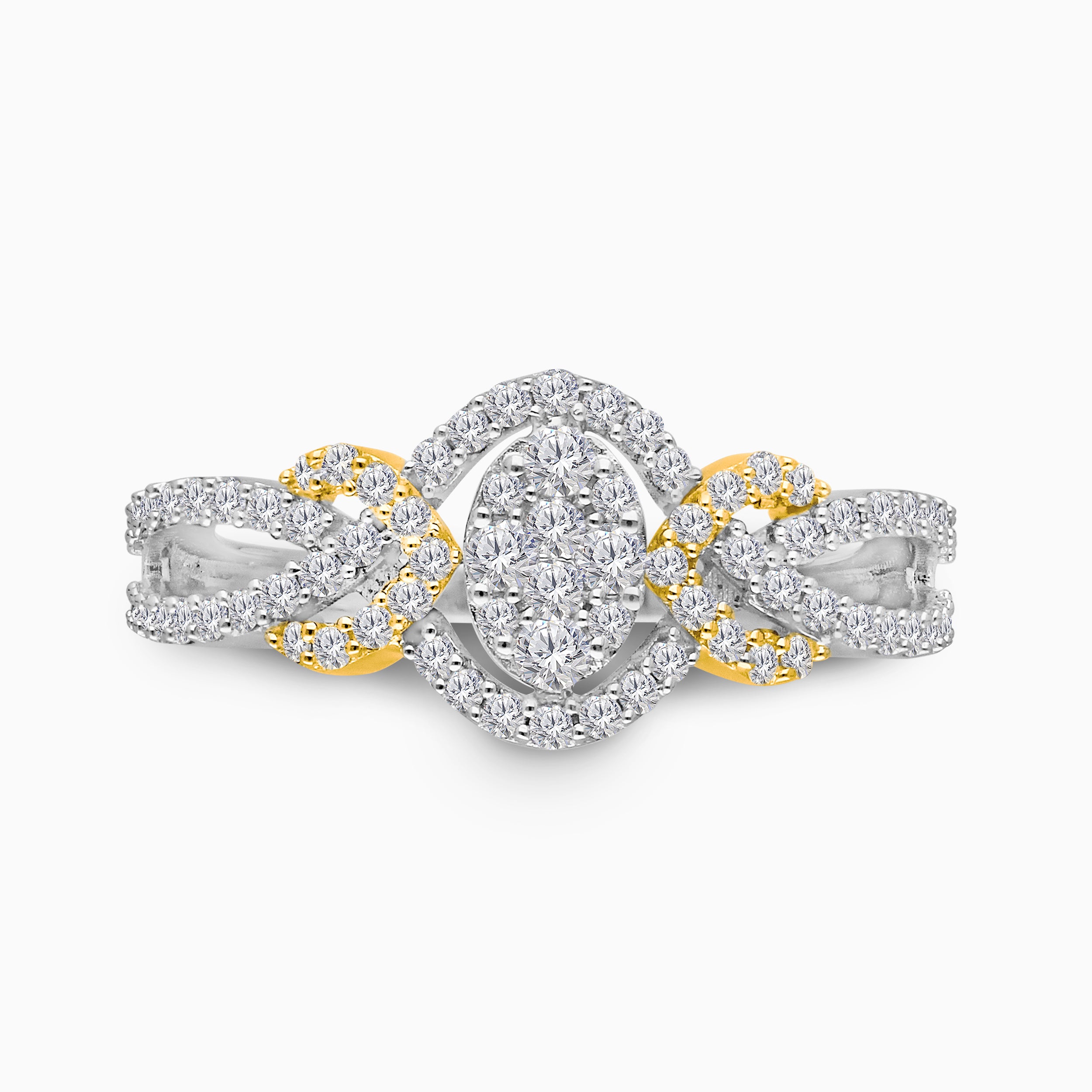 Dual Tone Cluster Engagement Ring
