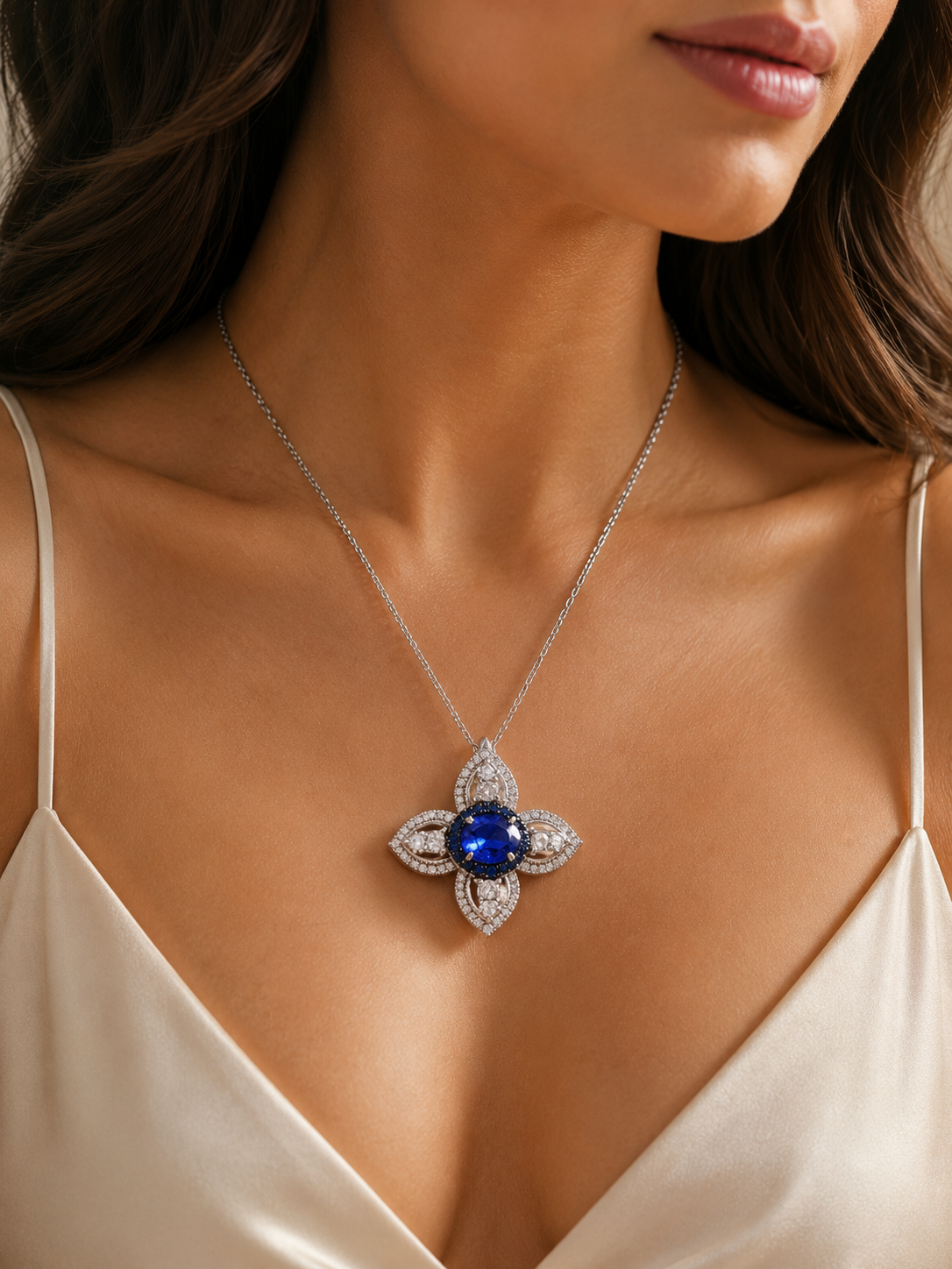 Petal Sapphire & Tanzanite Necklace