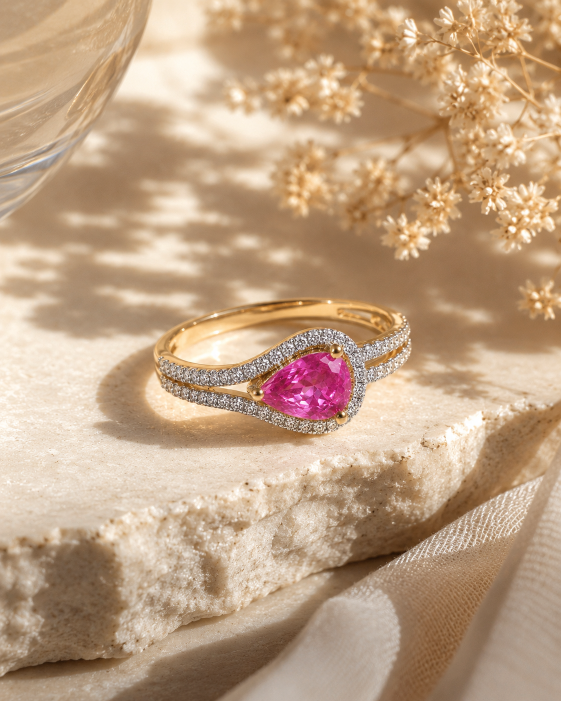 Budding Pink Sapphire Solitare Ring Pink Sapphire