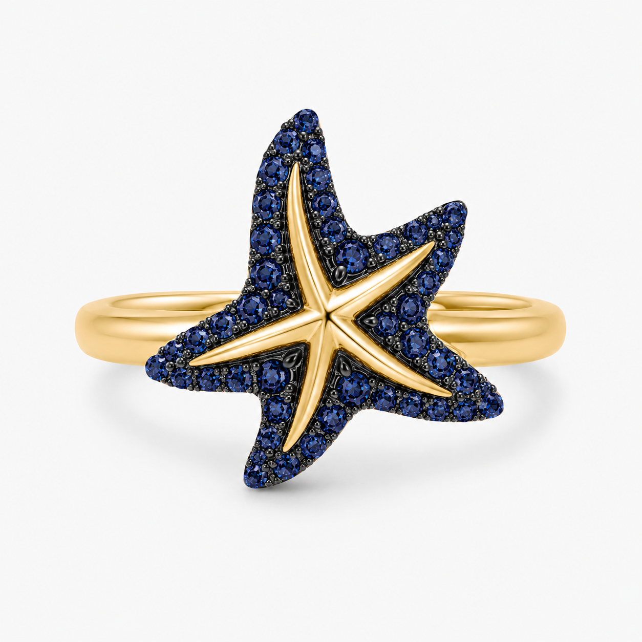 Sapphire & Diamond Starfish Ring