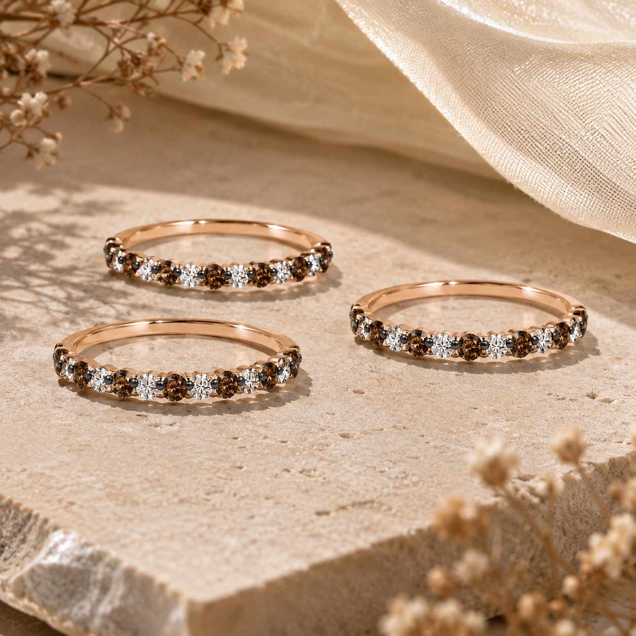 Coco & White Diamond Trio Ring Set Coco Diamonds
