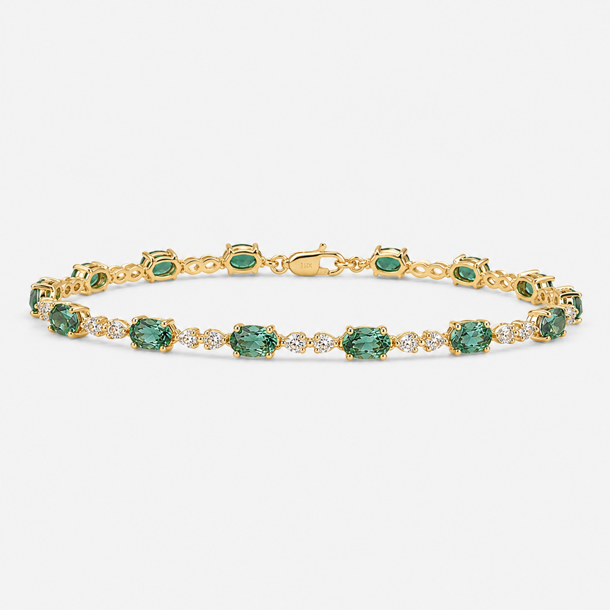 Green Sapphire & Diamond Tennis Bracelet