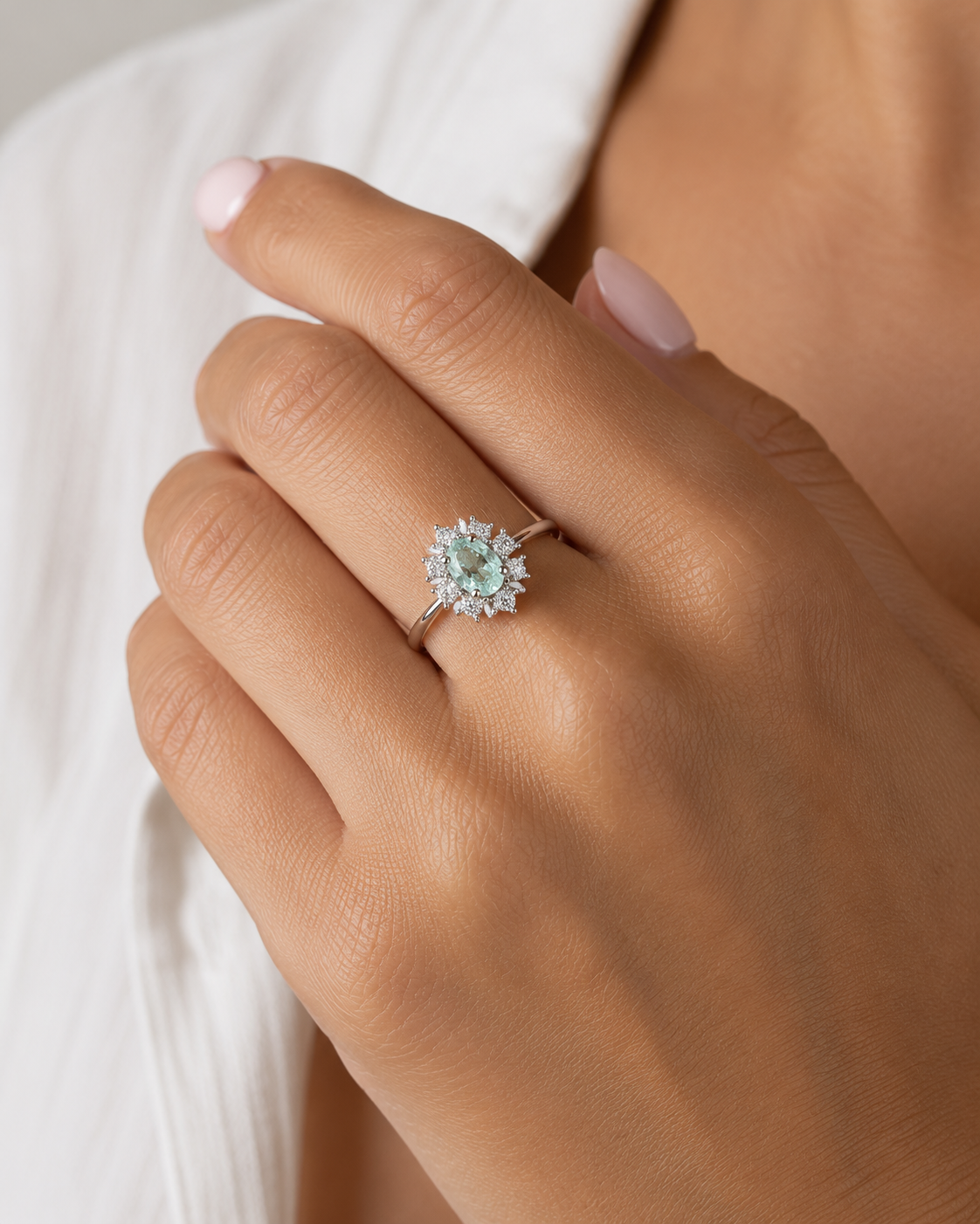 Baby Petunia Paraiba & Diamond Ring