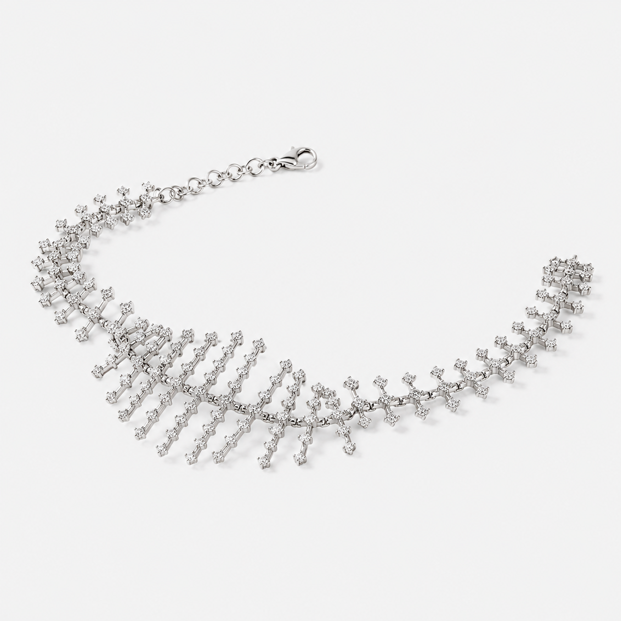 Fish Bone Diamond Tennis Bracelet