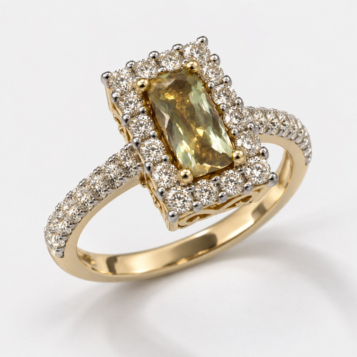 Baguette Halo Csarite Ring