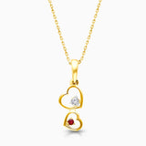 White Diamond & Ruby Stacking Heart Necklace