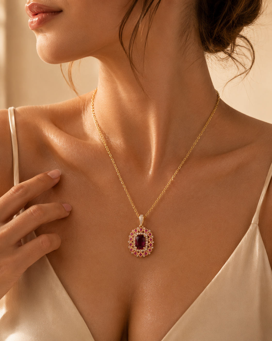 Certified Multi Sapphire Floral Pendant