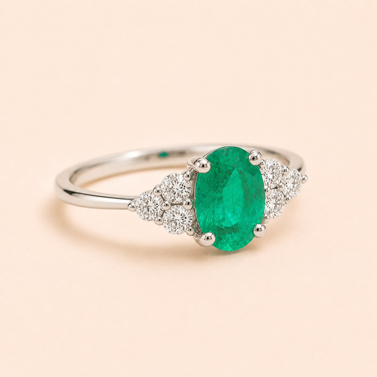 Colombian Emerald Trio Diamond Ring Emerald