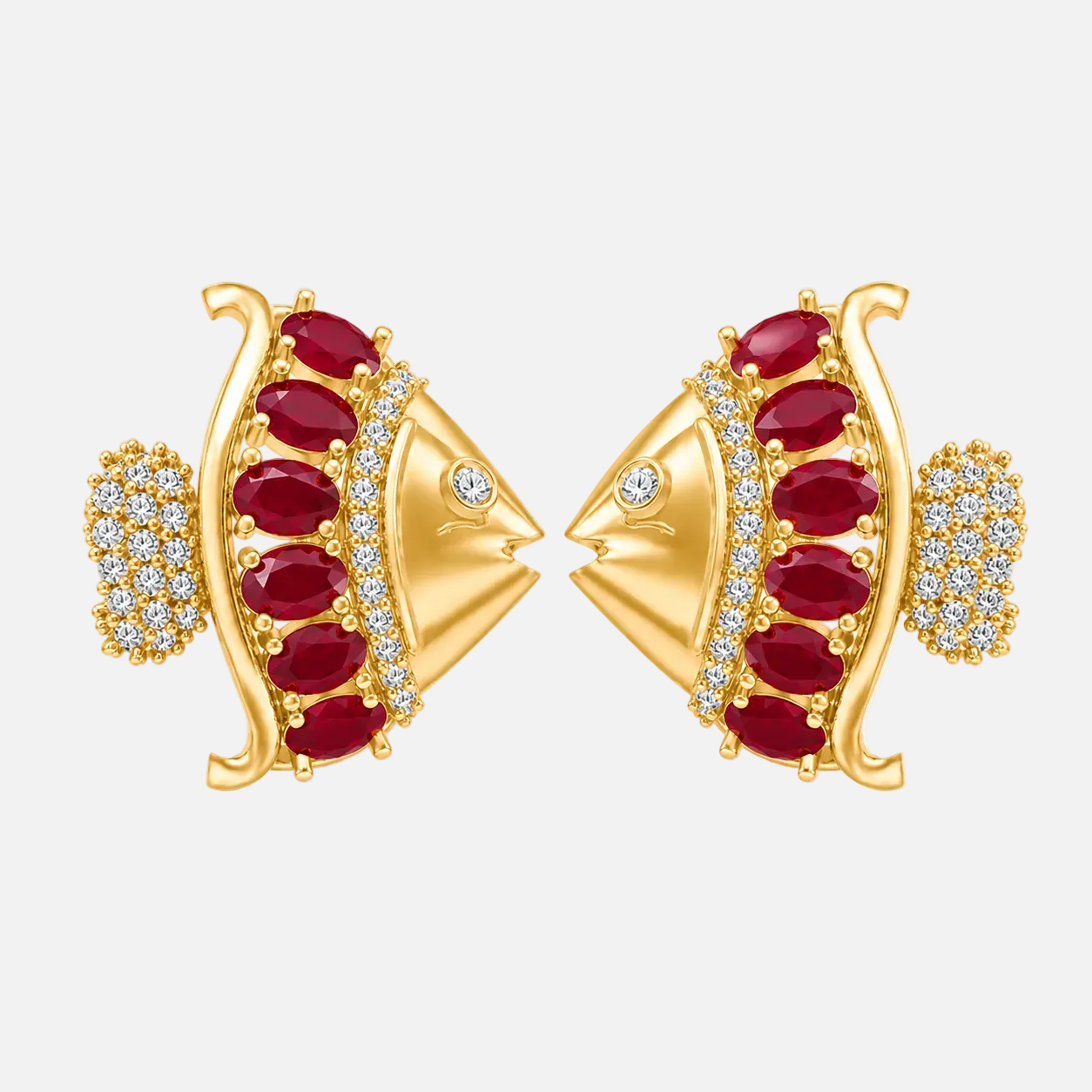 Ruby & Diamond Idol Fish Studs