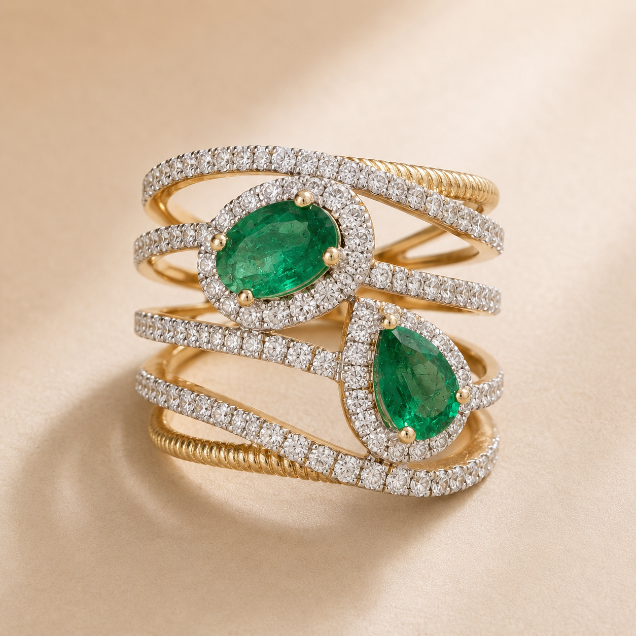 Ouroboros Emerald & Diamond Ring Emerald