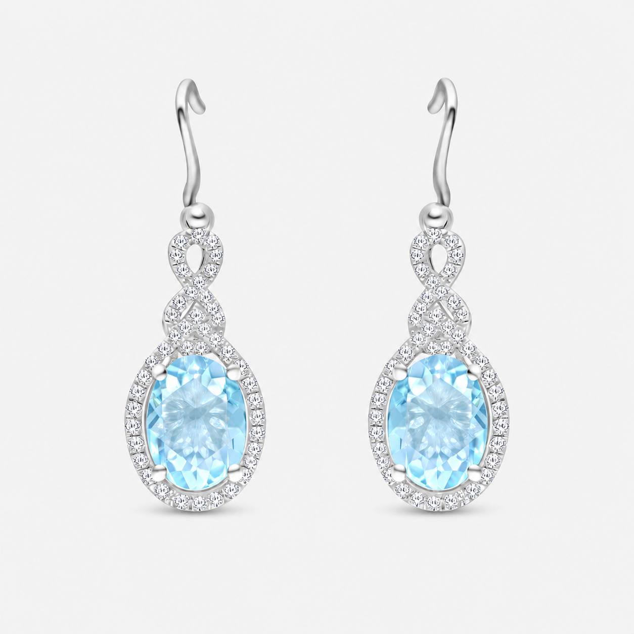 Halo Aquamarine Drop Earrings Aquamarine