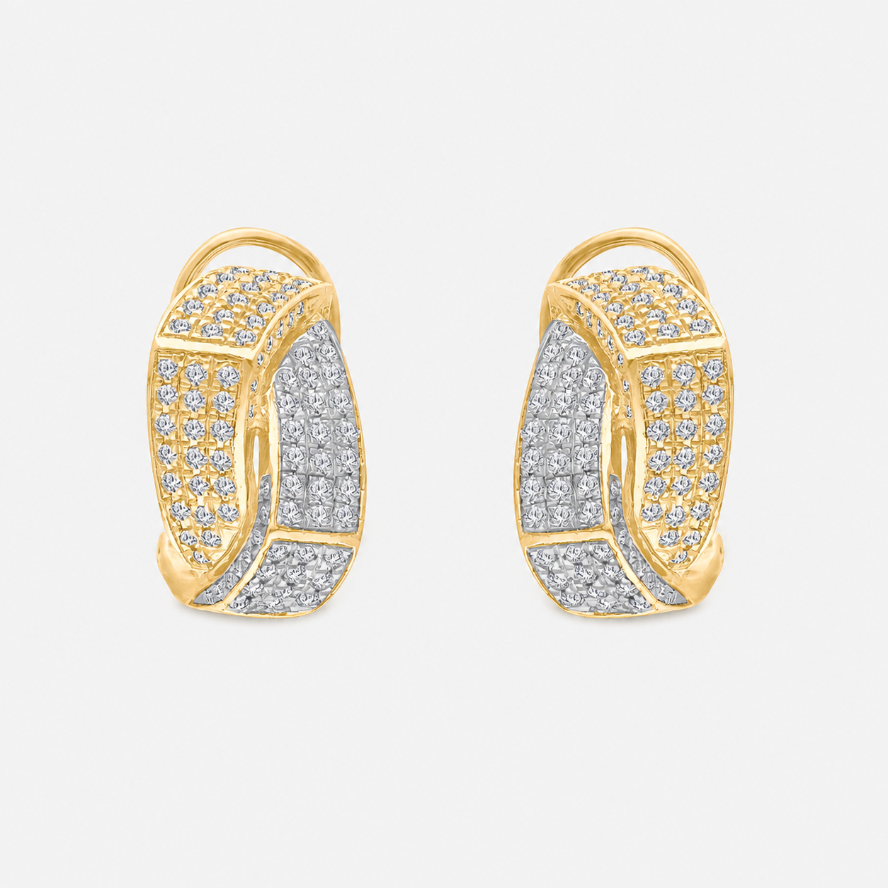 Dueling Gold & Diamond Hoops White Diamond