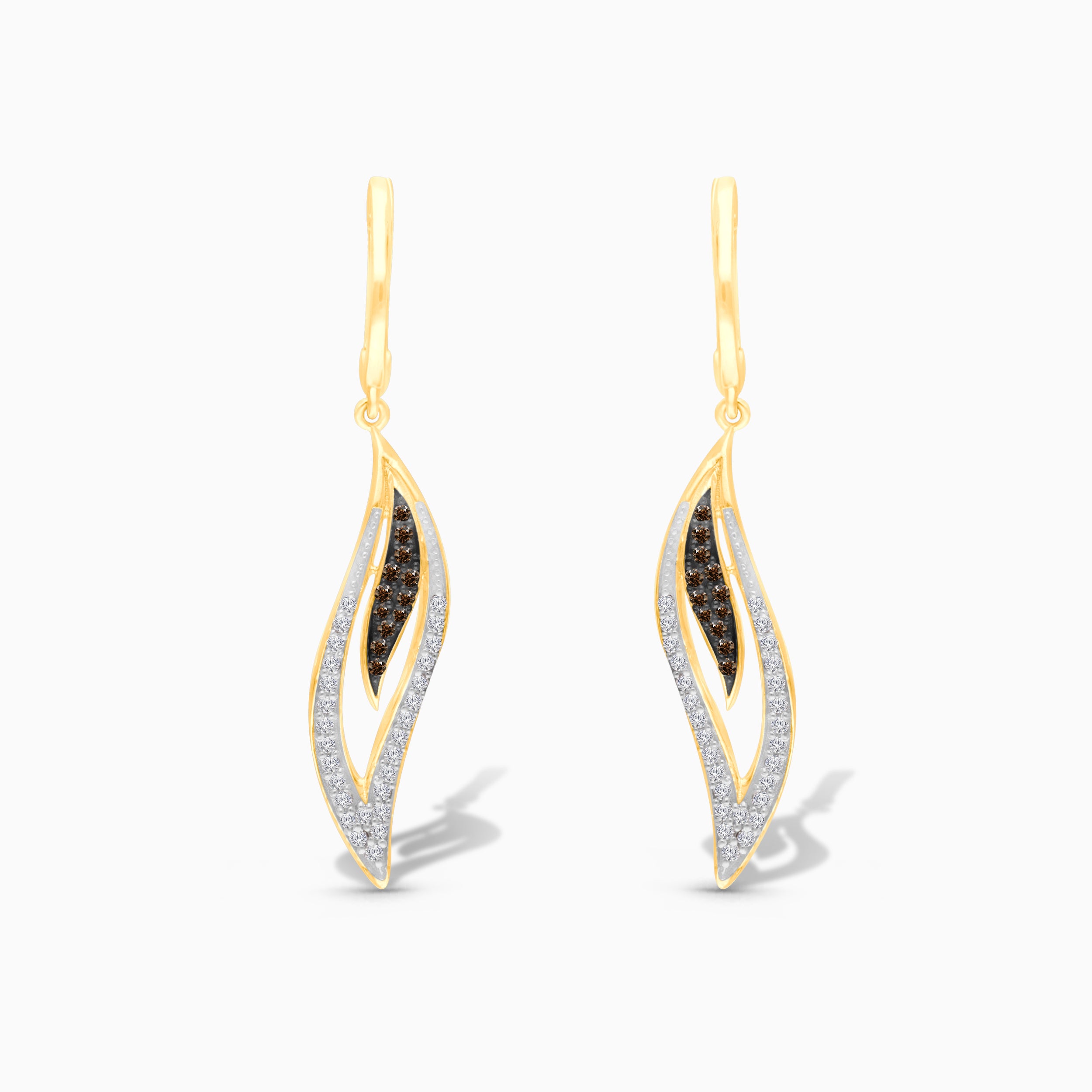 Diamond Feather Drop Earrings