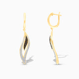 Diamond Feather Drop Earrings