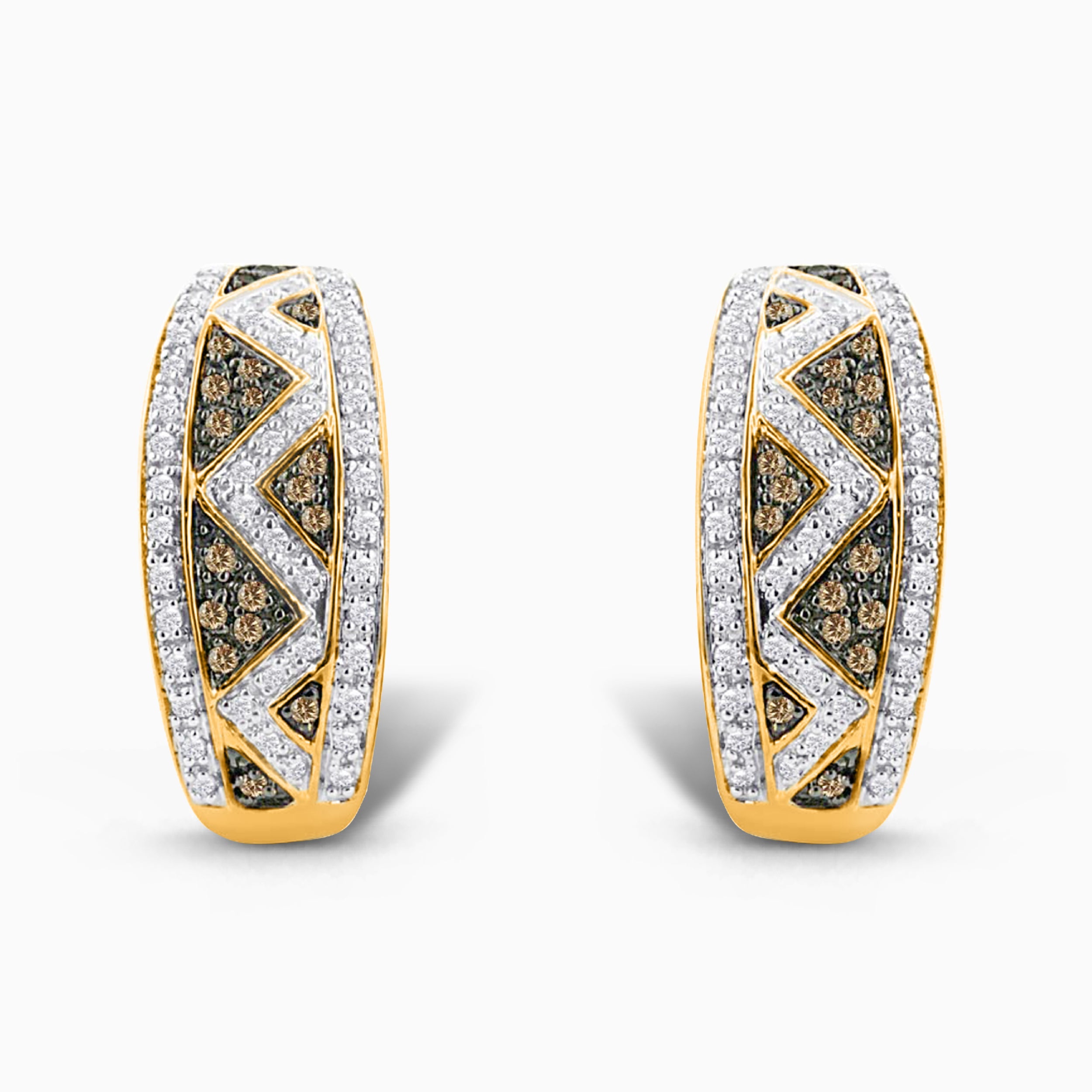 Inverse Trillion Pave Coco & White Diamond Hoops