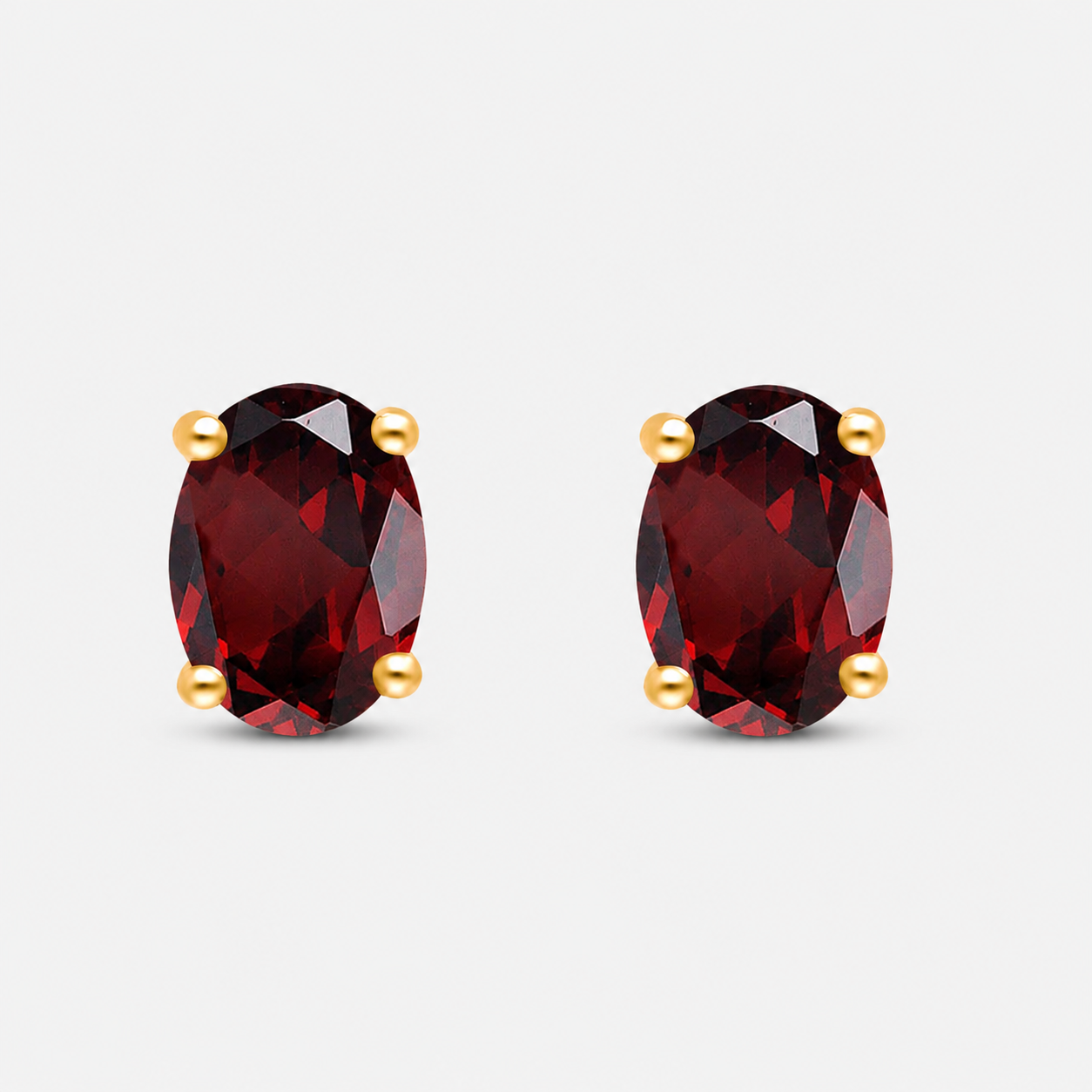 Garnet Oval Studs Garnet