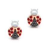 Two-Tone Gold Ruby & Black Diamond Ladybug Earrings HEIRLOOM