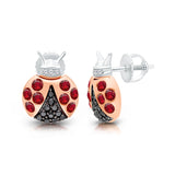 Two-Tone Gold Ruby & Black Diamond Ladybug Earrings HEIRLOOM