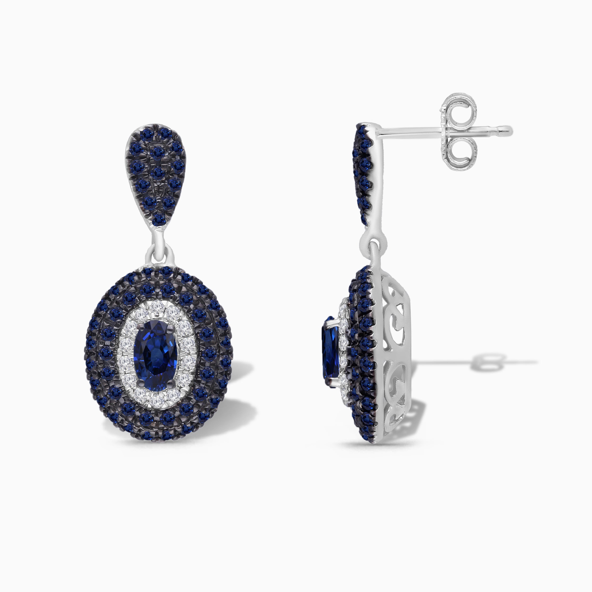Sapphire and Diamond Oval Drops
