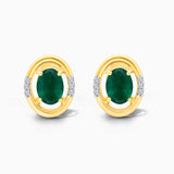 Oval Portrait Emerald and Diamond Studs