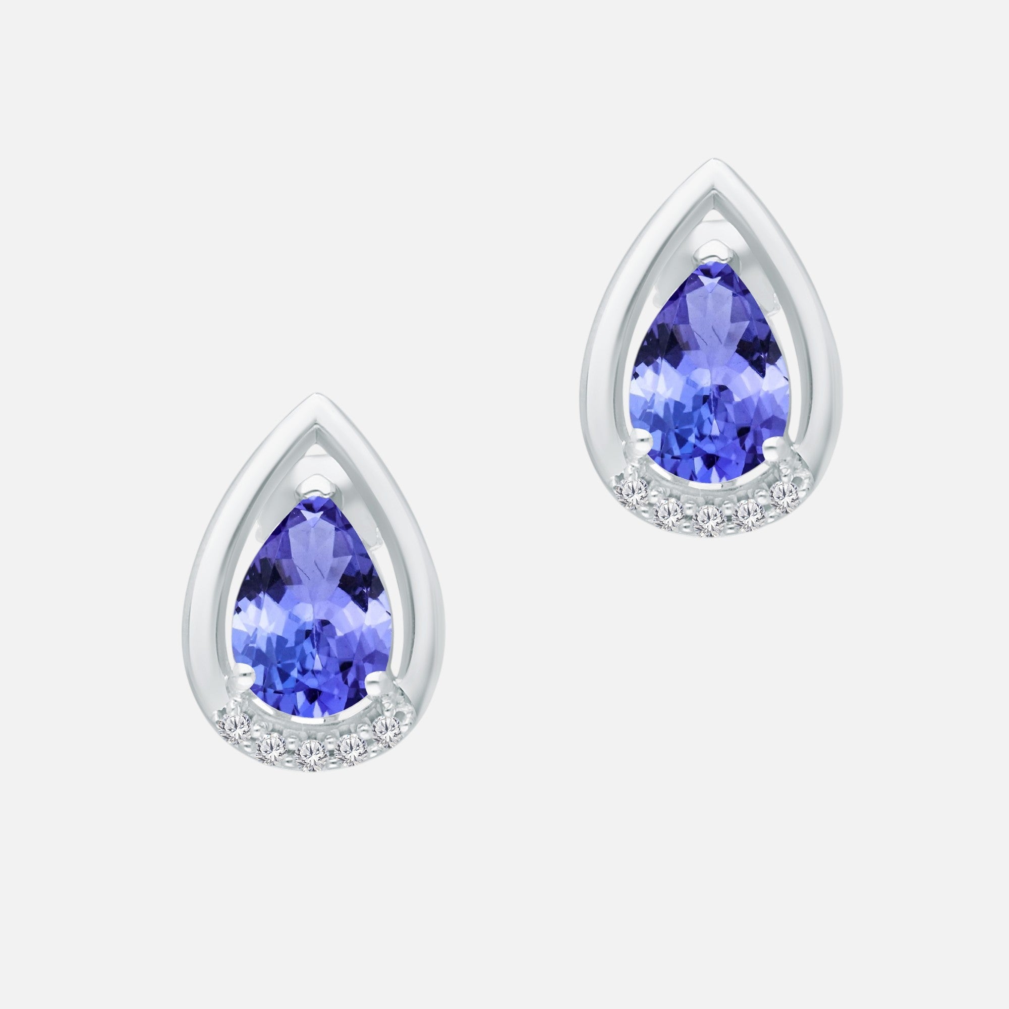 Portrait Tanzanite & Diamond Pear Studs Tanzanite