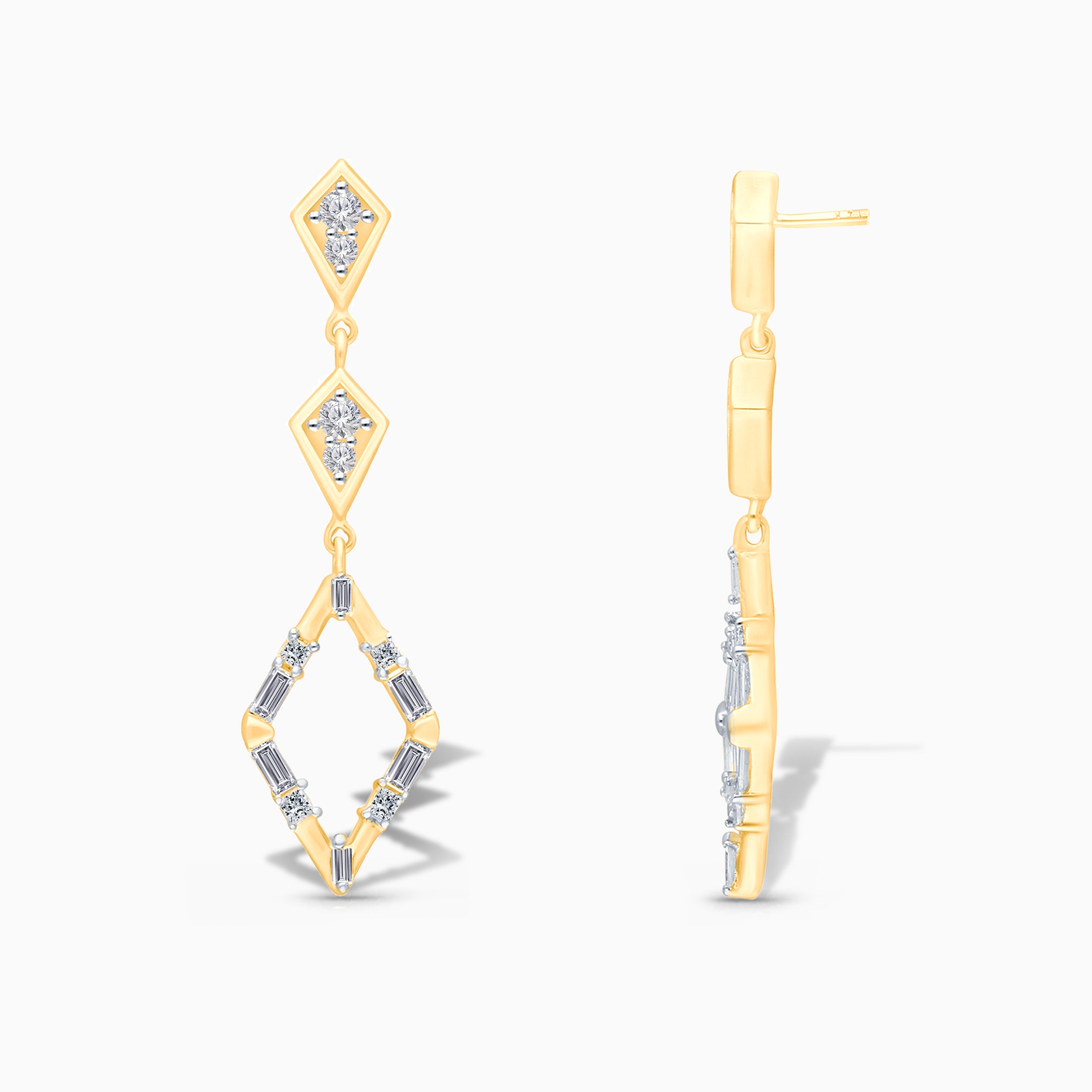 Baguette Kite Dangle Earrings
