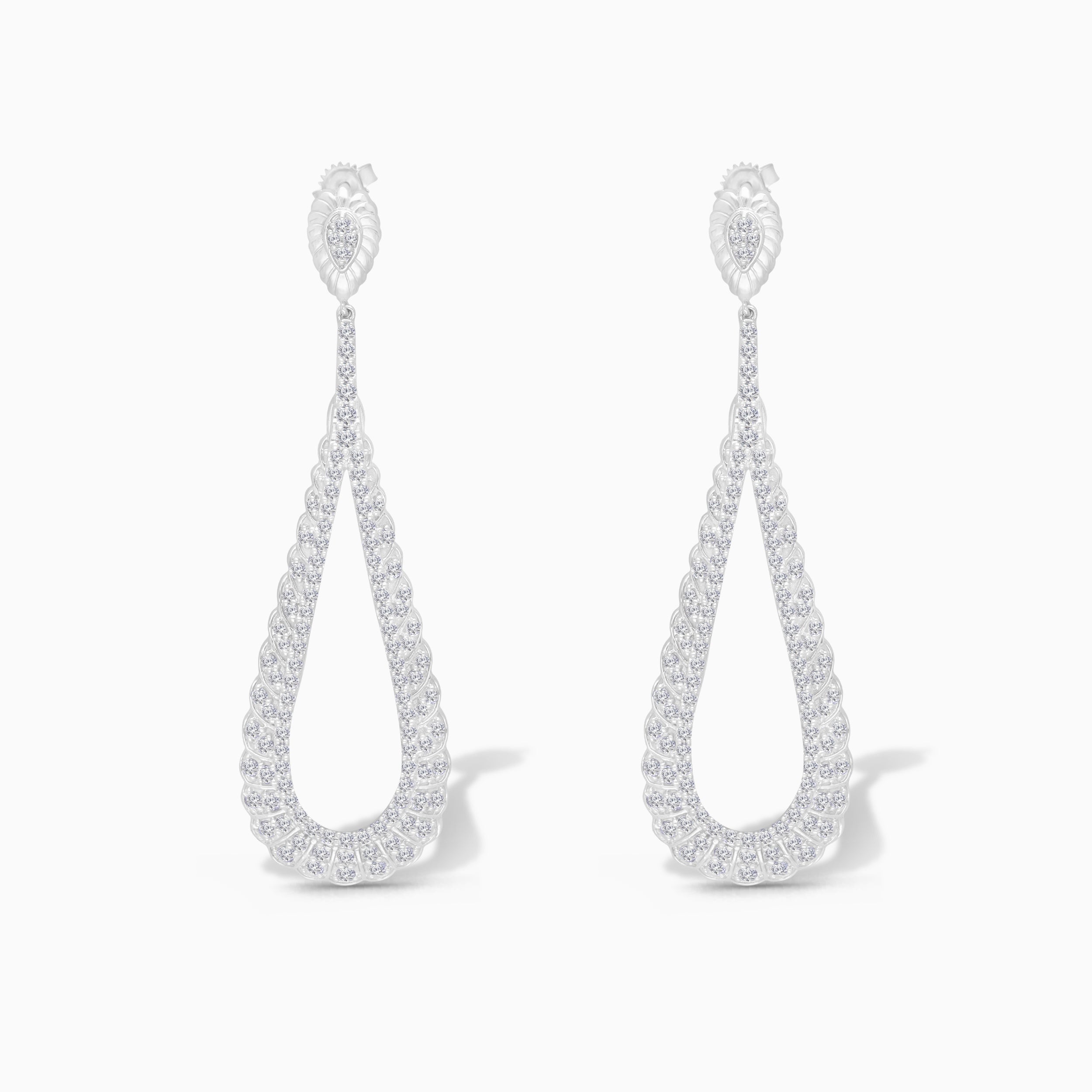 White Diamond Tear Drop Tennis Earrings