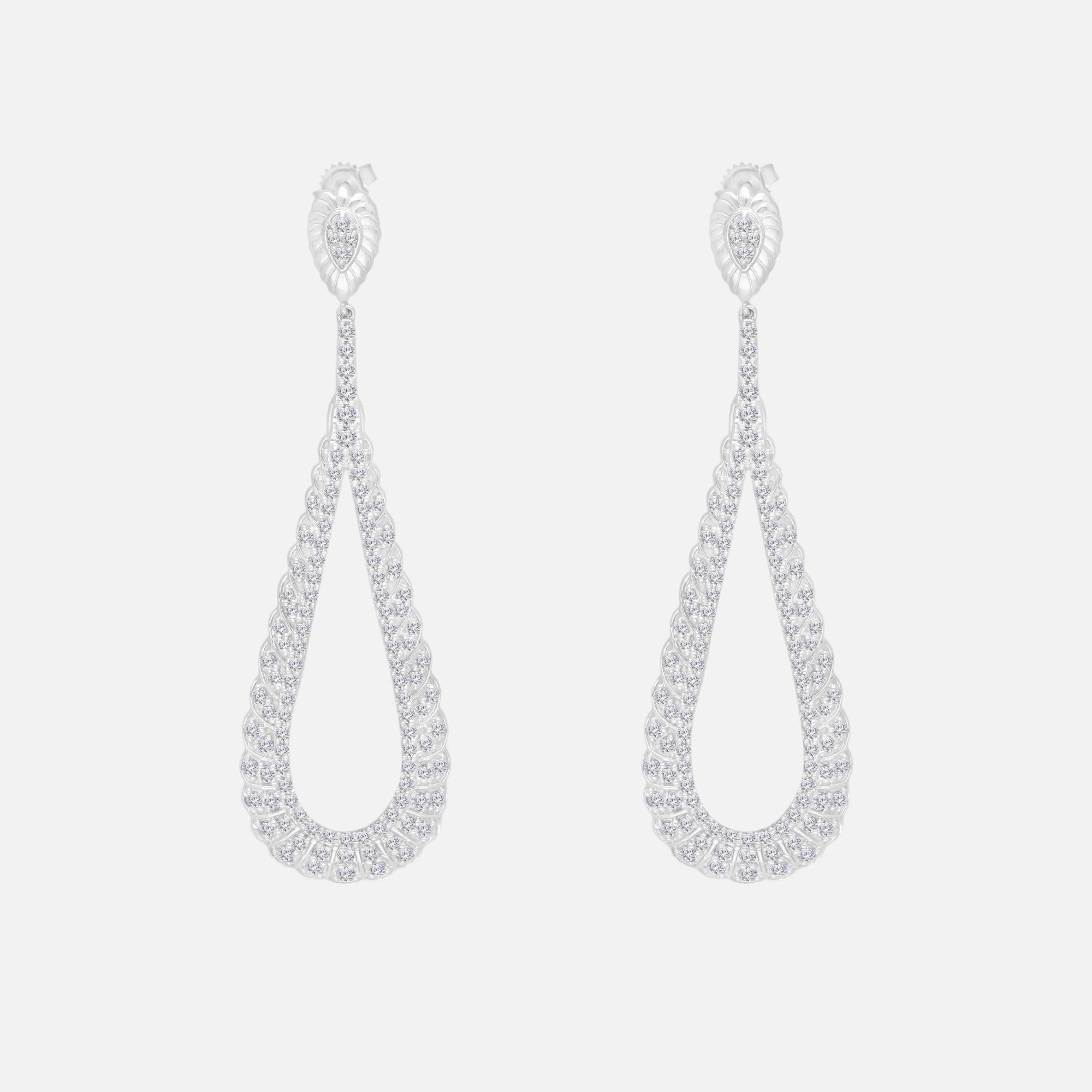 White Diamond Tear Drop Tennis Earrings White Diamond