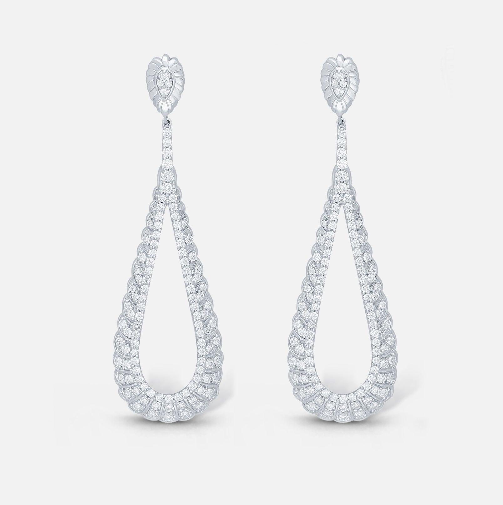 White Diamond Tear Drop Tennis Earrings White Diamond