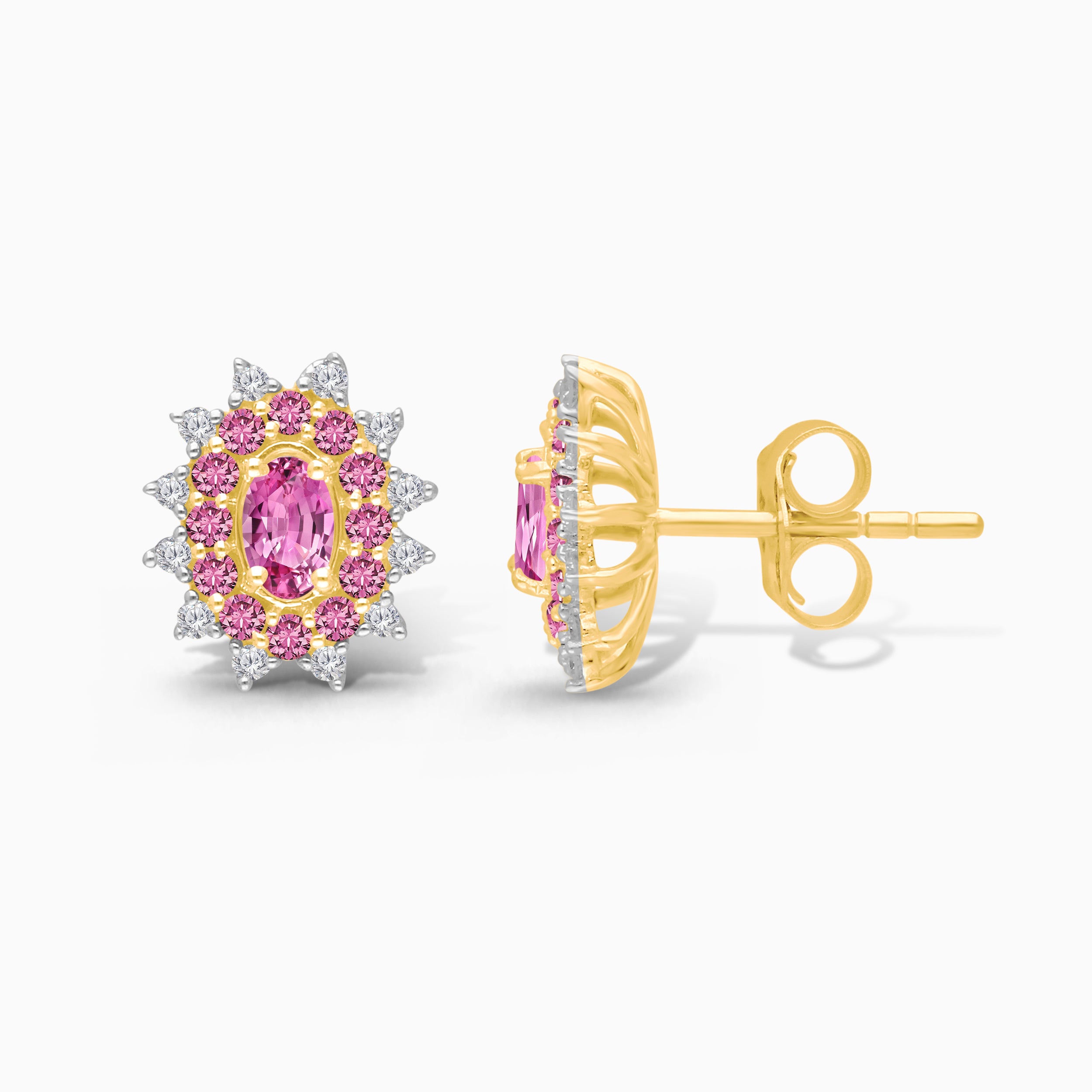 Rose & Thorn Pink Sapphire & Diamond Studs
