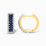 Dual Row Blue Sapphire and White Diamond Huggies