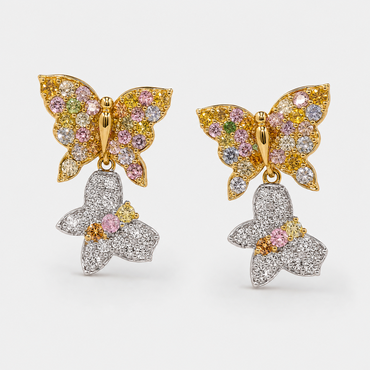 Rainbow Butterfly Dangle Earrings