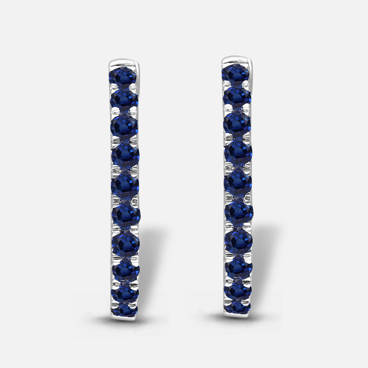 Pave Blue Sapphire Hoops Blue Sapphire